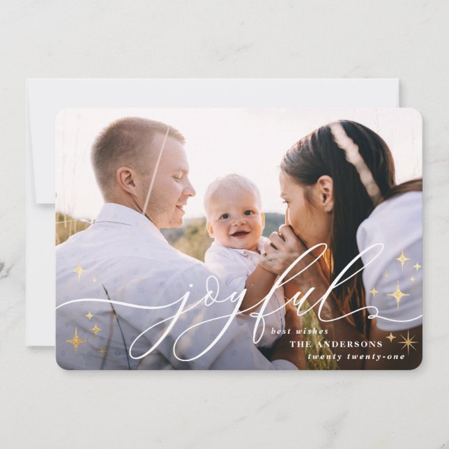 Joyeux script or vacances carte photo (Devant)