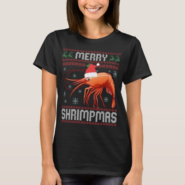 Joyeux Shrimpmas Drôle Vilain Sweat de Noël Cadeau (Devant)