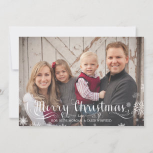 Joyeux Snowflakes Carte photo de Noël de famille