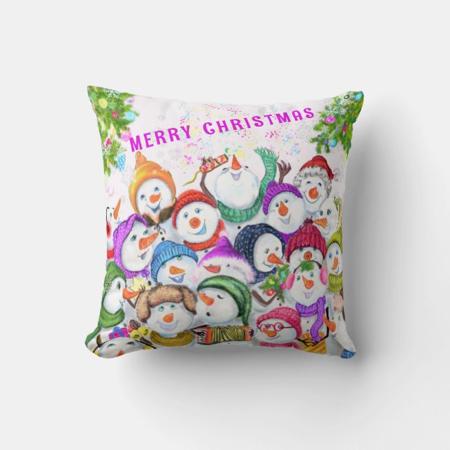 Joyeux Snowmans Coussin de Noël (Recto)