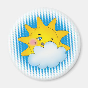 Joyeux soleil et nuage - Magnet