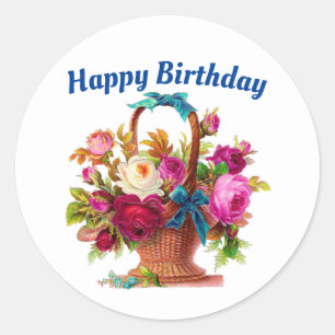 Joyeux Sticker à panier floral pour anniversaire
