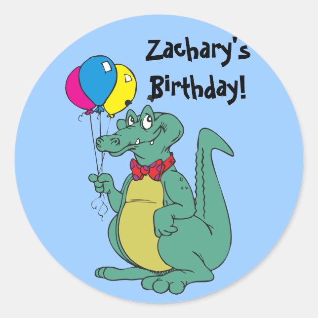 Joyeux Sticker Balloon Alligator Anniversaire (Devant)