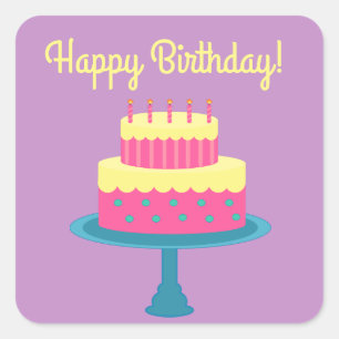Joyeux Sticker d'anniversaire avec gâteau
