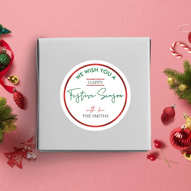 Joyeux Sticker de Noël Rouge Vert Personnalisé (Créateur téléchargé)