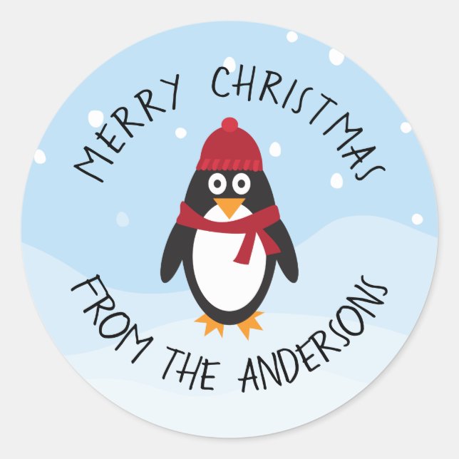 Joyeux Sticker en pingouin de Noël pour les fêtes (Devant)