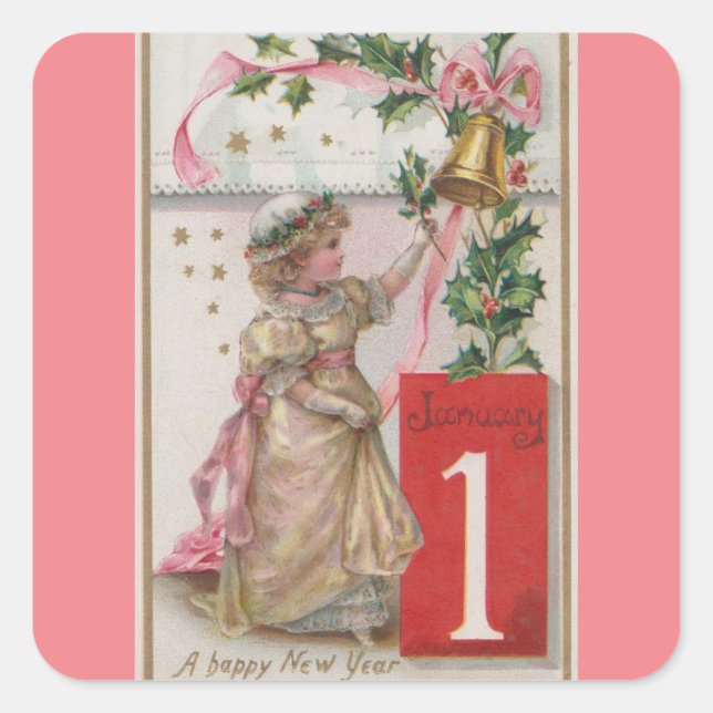 Joyeux Sticker fille du Nouvel An (Devant)