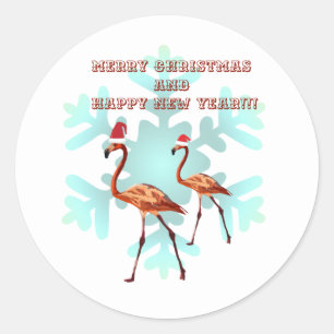 Joyeux Sticker Flamants roses de Noël, Nouvel An