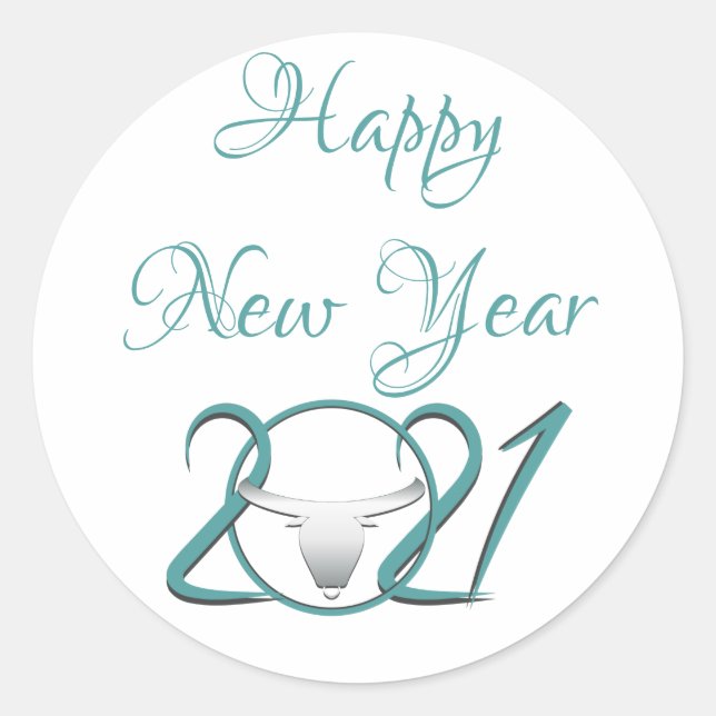 Joyeux Sticker Rouge Personnalisé du Nouvel An (Devant)