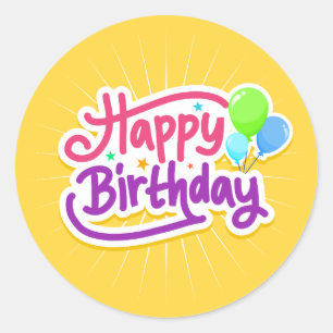 Joyeux Stickers Anniversaire en Jaune