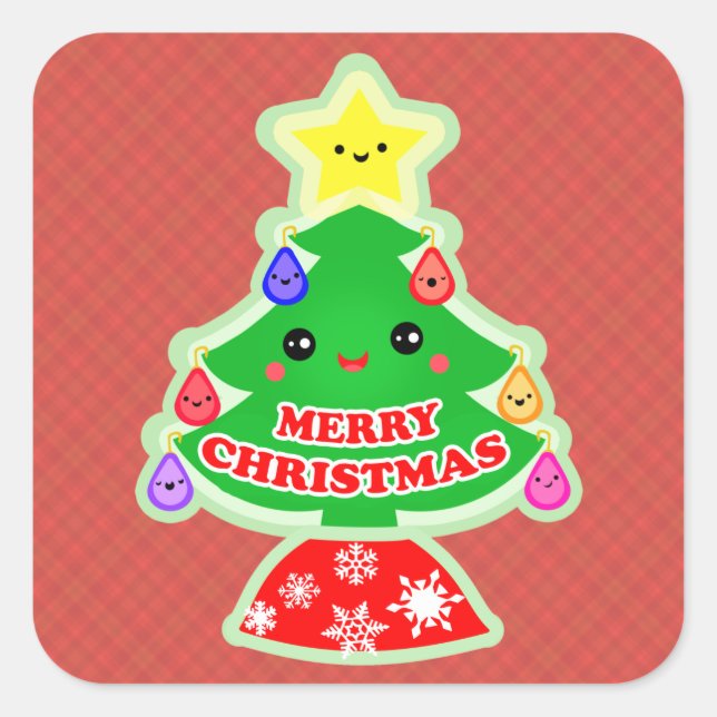 Joyeux Stickers Cadeaux Kawaii Christmas Tree (Devant)