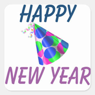 Joyeux Stickers Carrés du Nouvel An