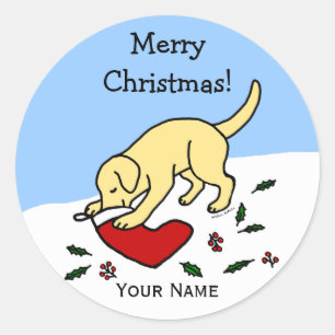 Joyeux Stickers Cartoon Jaune Lab Noël