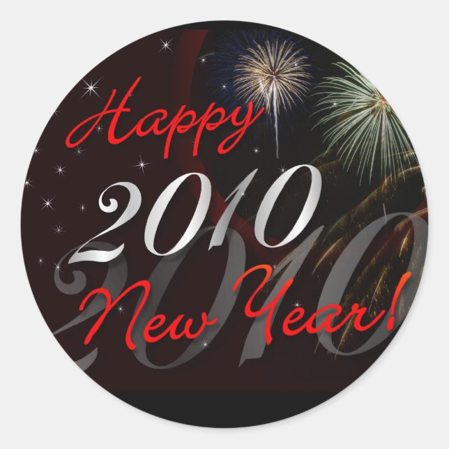 Joyeux Stickers du Nouvel An - 2010 avec Fireworks (Devant)