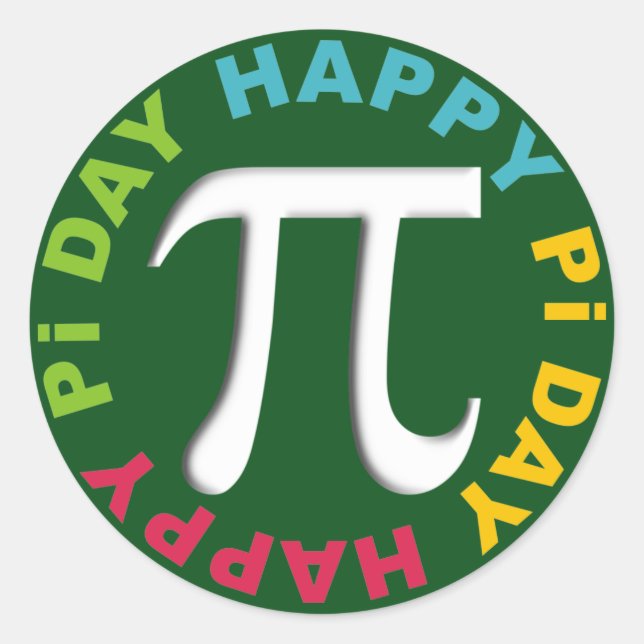 Joyeux Stickers Jour Pi Couleurs vives vert (Devant)