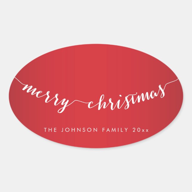Joyeux Stickers Rouge ovale de Noël (Devant)