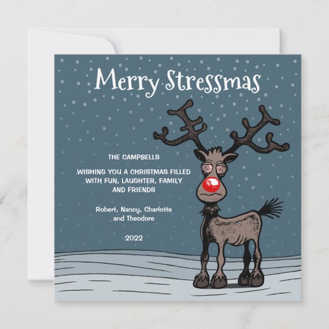 Joyeux stressmas avec la carte de Noël Rudolph (Devant)