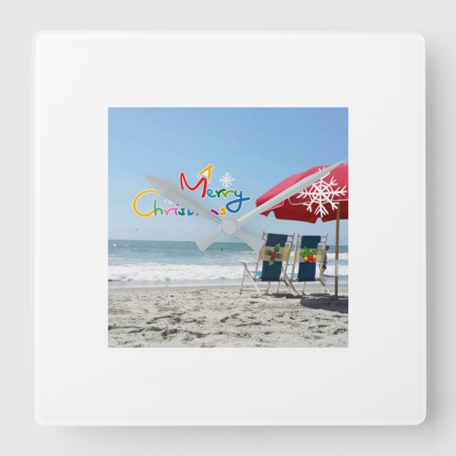 "JOYEUX STYLE DE PLAGE DE NOËL" HORLOGE DE NOËL (Recto)
