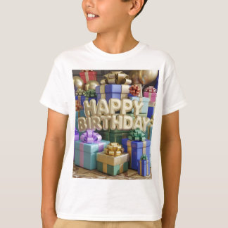 Joyeux T-Shirt d'Anniversaire avec cadeaux