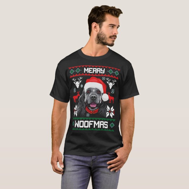 Joyeux T-shirt de Noël de Woofmas de cocker (Devant entier)
