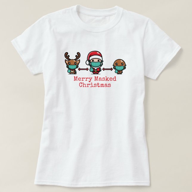 Joyeux T-shirt de Noël masqué (Design devant)