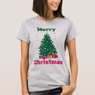 Joyeux T-shirt gris Christmast pour femmes