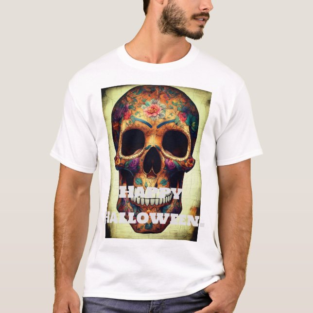 "Joyeux T-shirt Halloween Skeleton Print. (Devant)