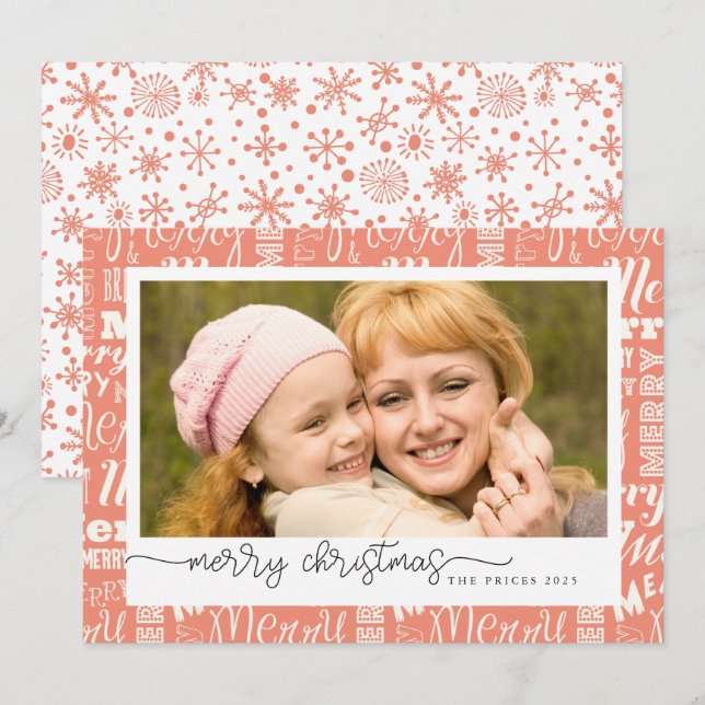 Joyeux texte arrière - plan photo carte de Noël (Devant / Derrière)