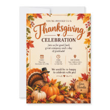 Joyeux Thanksgiving – Carte d'invitation reconnais