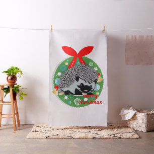 joyeux tissu hérisson de noël