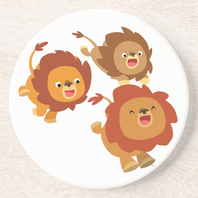 Joyeux trio de mignons Dessous de verre de lions c (Devant)