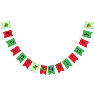 Joyeux vacances Red & Green Bunting drapeaux