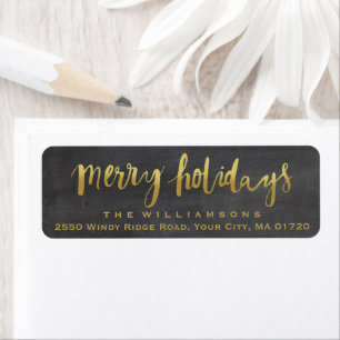 Joyeux Vacances tendance Gold Script Chalkboard