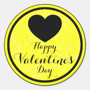 Joyeux Valentines Day noir jaune autocollant étiqu