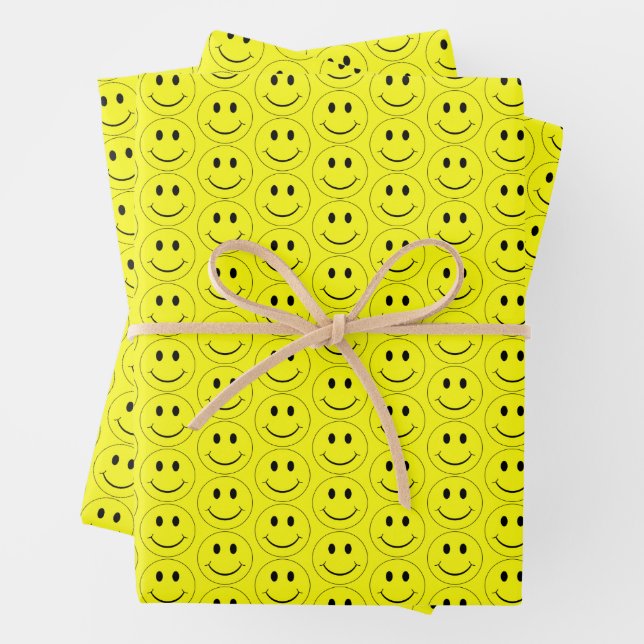 Joyeux visage Jaune Motif papier (En situation)
