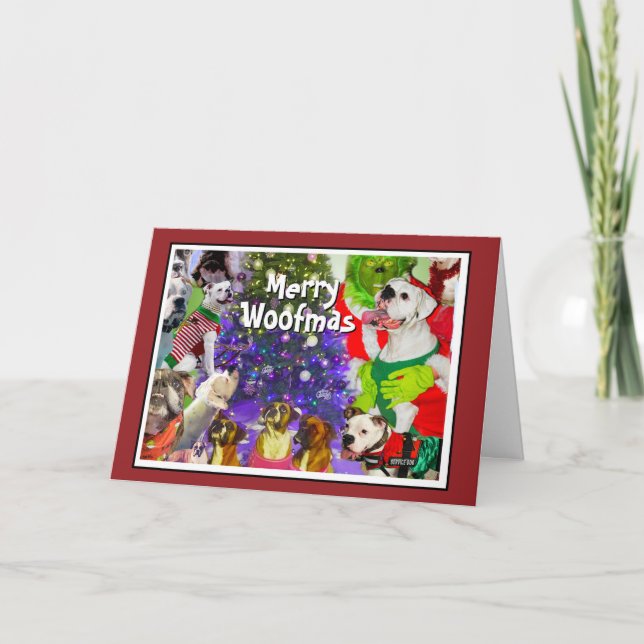 Joyeux Woofmas Boxe Chien de Noël Carte de Noël (Devant)