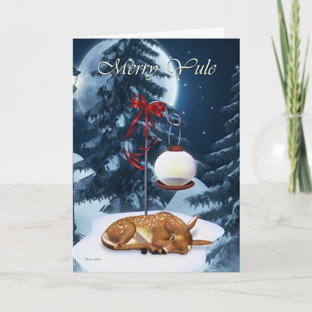 Joyeux Yule couchage Faune Carte de vacances (Devant)
