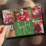JOYFUL 5 Photo Christmas Holiday Card<br><div class="desc">Multi-photo Christmas holiday cards feature your names and the word Joyful in chic lettering on a unique green grid background. Just upload your favourite 5 photos and add your personalization on the back. Select High Definition for best photo quality. The Live Design Service can help you with your design layout...</div>