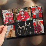 JOYFUL 5 Photo Christmas Holiday Card<br><div class="desc">Multi-photo Christmas holiday cards feature your names and the word Joyful in chic lettering on a unique black grid background. Just upload your favorite 5 photos and add your personalization on the back. Select High Definition for best photo quality. The Live Design Service can help you with your design layout...</div>