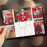 JOYFUL 5 Photo Christmas Holiday Card<br><div class="desc">Multi-photo Christmas holiday cards feature your names and the word Joyful in chic lettering on a unique white grid background. Just upload your favorite 5 photos and add your personalization on the back. Select High Definition for best photo quality. The Live Design Service can help you with your design layout...</div>