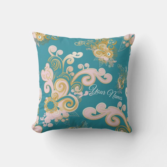 Joyful abstract flower petal  design throw pillow (Front)