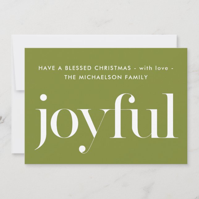 Joyful and Blessed Green Photo Christmas Holiday (Front)