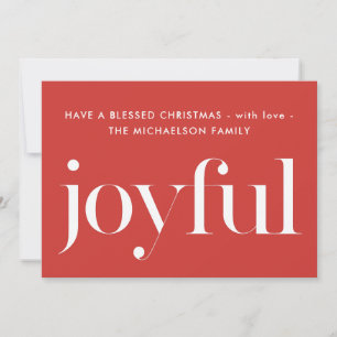 Joyful and Blessed Red Christmas Holiday Greeting