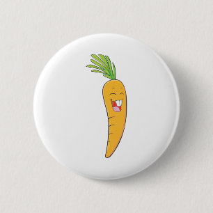 Joyful Asian Carrot Vegetable 2 Inch Round Button