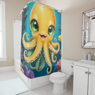 Joyful Baby Yellow Octopus Under the Sea