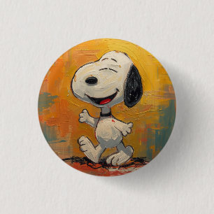 Joyful Beagle Dog Pop Art Painting 1 Inch Round Button