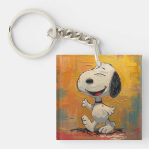 Joyful Beagle Dog Pop Art Painting Keychain
