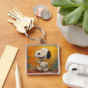 Joyful Beagle Dog Pop Art Painting Keychain