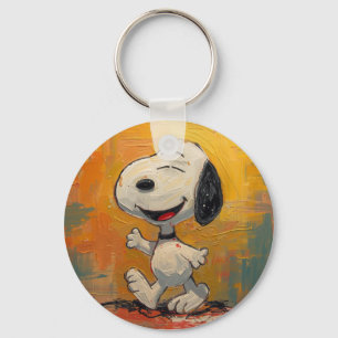 Joyful Beagle Dog Pop Art Painting Keychain