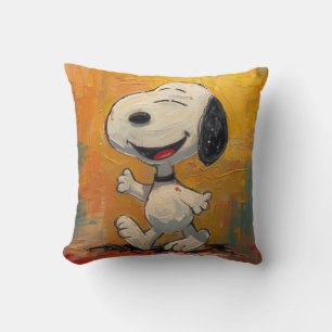Joyful Beagle Dog Pop Art Painting Throw Pillow
